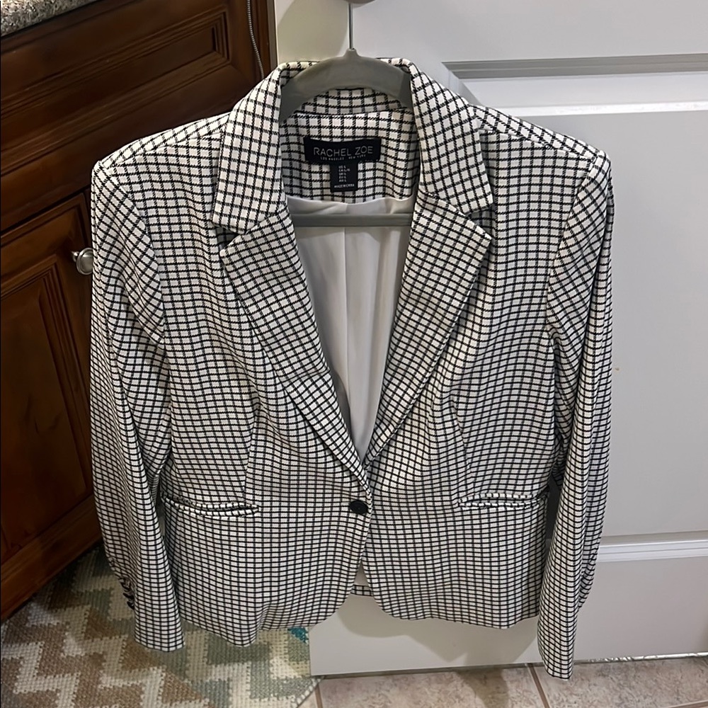 Rachel Zoe Black and White Houndstooth Blazer